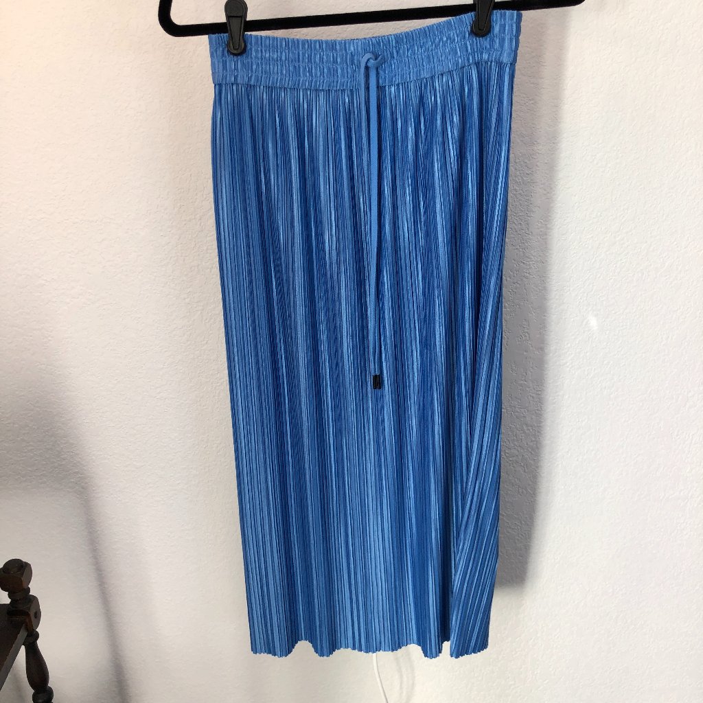 Alice + Olivia Pleated Maxi Skirt, Pull On, Size 2, Blue